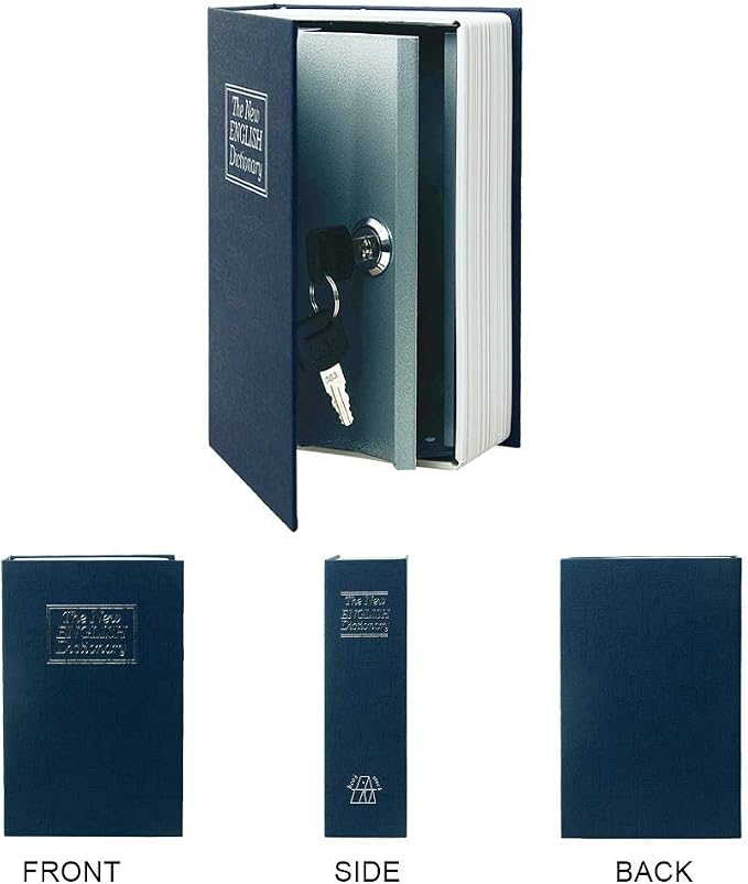 Diversion Book Safe Storage Box, Dictionary Secret Safe with Security Combination Lock/Key (Blue Dictionary)