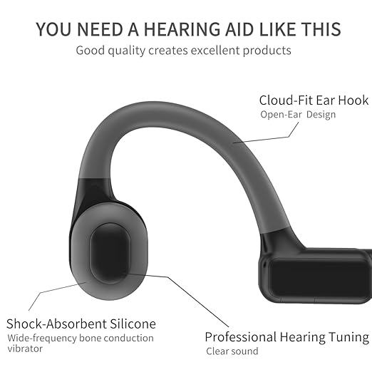 Bone Conduction Hearing Aids for Seniors and Adults,Open-Ear Hearing Amplifier,Hearing Protection,Comfortable Wearing,Rechargeable And 20H Working Time,Clear Sound and Easy to Use