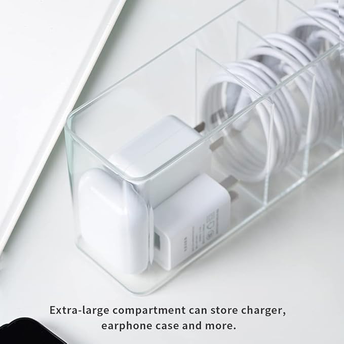 Charger Cable Cord Storage Organizer Box - Easy Storage Without Cable Ties - 3 Pack With Lid
