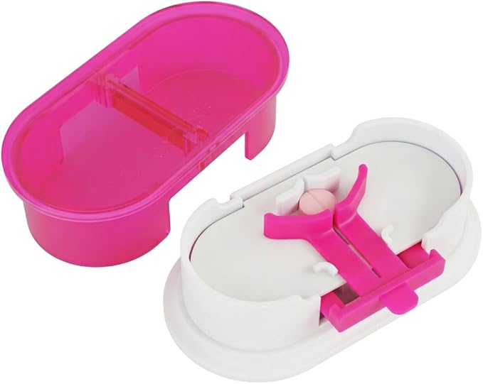 EQUADOSE Precision Pill Splitter with Centering Guide, Dual Stainless-Steel Blades for Small & Large Tablets, Accurate Halves & Quarters for Medication, Vitamins and Pet Pills, Pink
