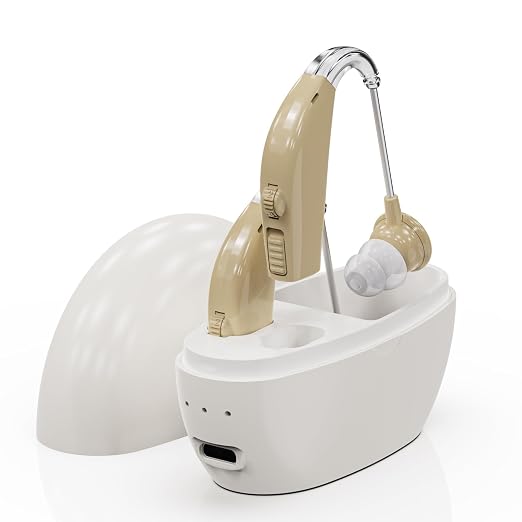 OTC Hearing Aids Rechargeable BY4U Hearing Amplifiers with 16-Channel Digital Noise Cancellation Volume Control Invisible Wireless Comfortable,Discreet Design for Seniors &Adults with Hearing Loss
