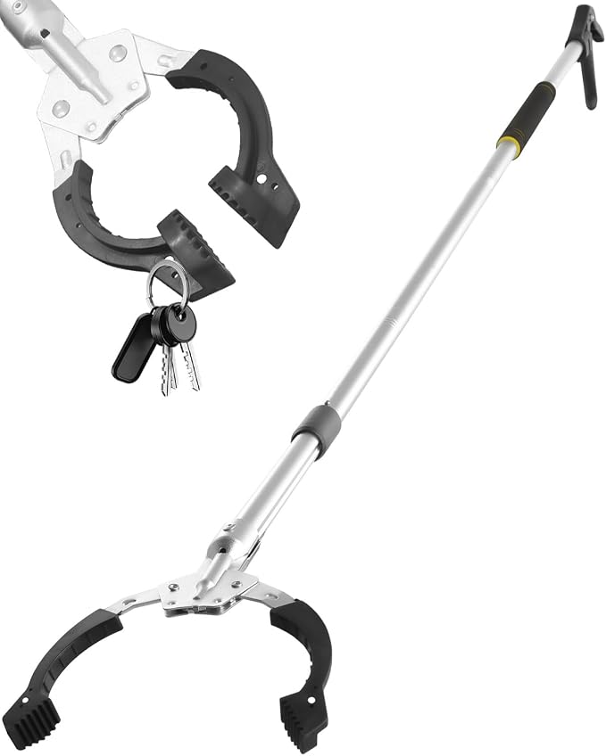 Grabber Reacher Tool Extra Long, 69" Trash Picker Upper Grabber Heavy Duty Stainless Steel Thickened Non-Slip 6 inch Wide Jaws Claw Reaching Tool