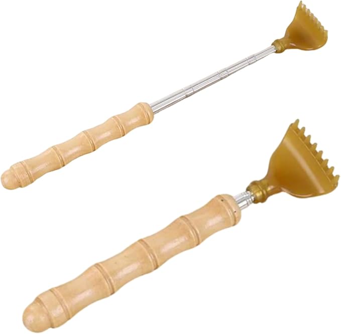 2 Pcs Telescoping Bamboo Backscratcher for Men & Women | Portable, Extendable Body Scratcher, Ideal for Home/Travel, Itch Relief
