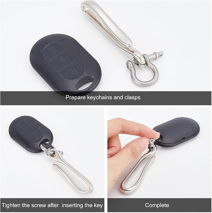 PandaHall Fish Hook Keychain - Brass U Shape Key Hook Belt Keyring with Key Shackle Heavy Duty Car Keychain for Men Women Wallet Chain Purse Accessory