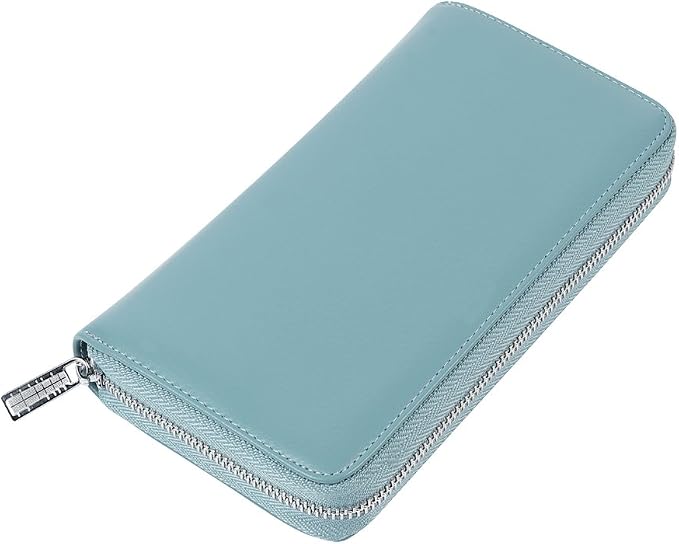 Women 36 Slots RFID Blocking Card Holder Large Long Leather Zipper Organizer Accordion Wallet,Sky Blue