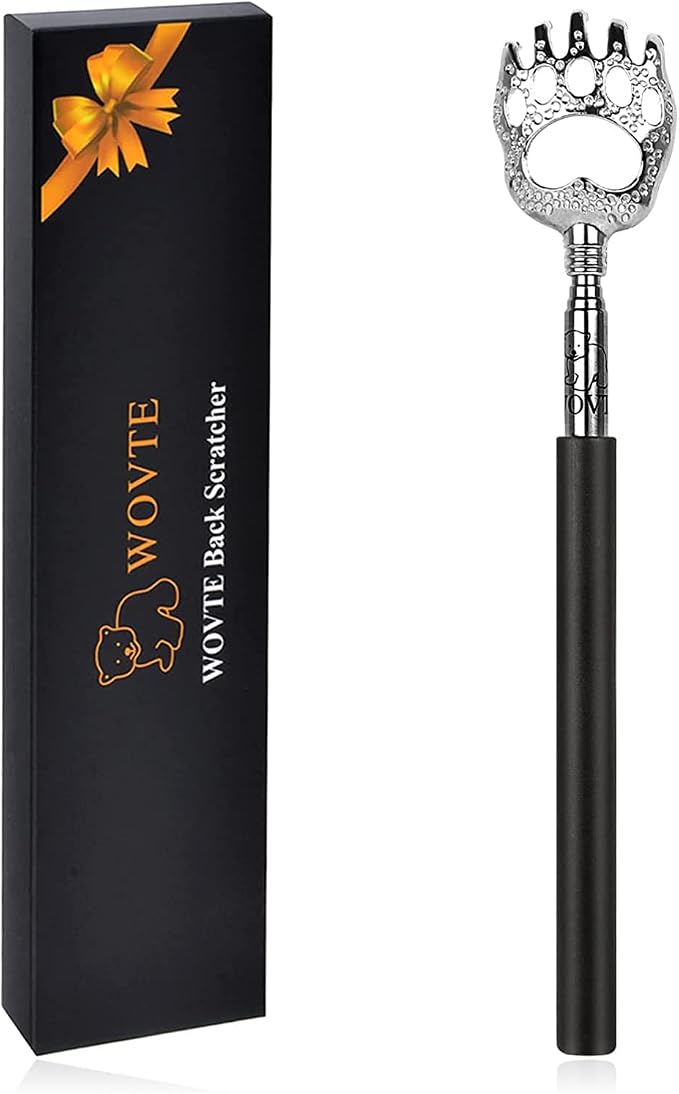 WOVTE Bear Claw Extendable Back Scratcher for Men Women | Premium Stainless Steel, Exquisite Packaging Box, Ideal Stocking Stuffers for Men Women Adults, Perfect Gifts for Men Women