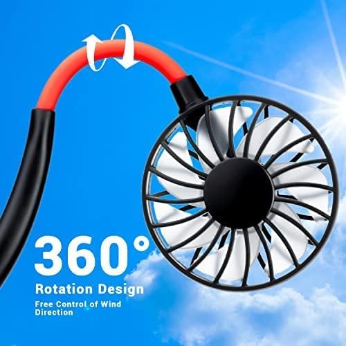 JUANANIUG Portable Neck Fan Rechargeable Personal HandFree Fan Mini USB Wearable Neckband Sport Fan 3 Speed Adjustable 360 Degrees Rotation Perfect for Working Traveling Office Reading (Red Black)