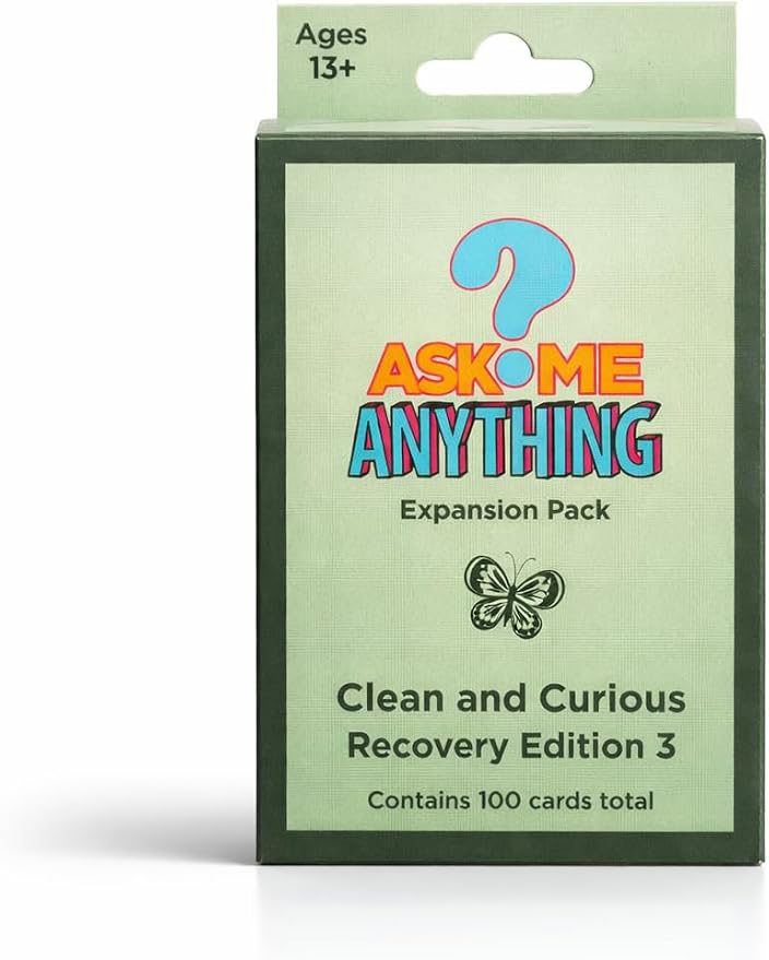 ASKMEANYTHING Recovery Card Game Clean & Curious Edition – Fun & Thought-Provoking Sobriety Cards for Reflection, Connection & Group Conversations – Light Recovery Game for Adults