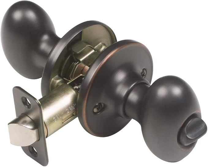 Design House Door Knob, Privacy Lock for Safety, Oval Handle Shape, Fits Standard Doors, for Bedrooms/Bathrooms, Easy Installation, Oil Rubbed Bronze, 2.625 in. Diameter x 2.75 in. L, 750588 | Adjustable Latch, Surface, Traditional, Brass, Hardware, 75...