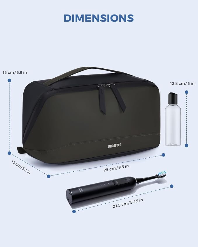 WANDF PU Leather Toiletry Bag for Men, Dopp Kit with Hanging Pouch