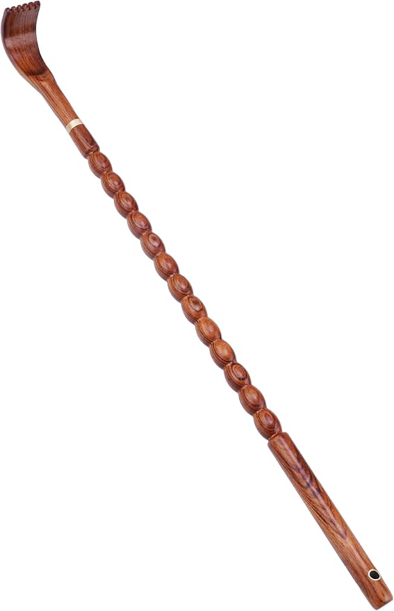 Tomorotec 100% Kevazingo Wood Back Massager for Itching Relief, Long Sturdy Therapeutic Bamboo Back Scratchers, Body Relaxation Massager