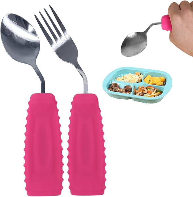 Adaptive Weighted Utensils Set – Spoon and Fork for Hand Tremors, Parkinson’s, Elderly, and Arthritis – Adaptive Eating Utensils for Weak Grip and Limited Mobility