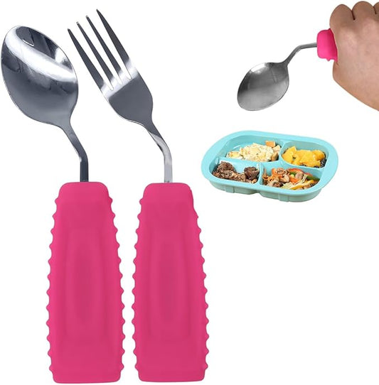 Adaptive Weighted Utensils Set – Spoon and Fork for Hand Tremors, Parkinson’s, Elderly, and Arthritis – Adaptive Eating Utensils for Weak Grip and Limited Mobility