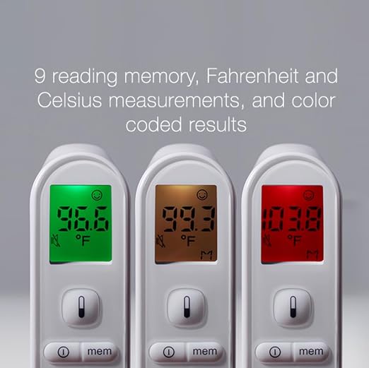 bt-Degree Infrared Digital Thermometer for Adults and Kids Touchless Forehead Temperature for Baby, Results in 1 Second, 9 Reading Memory, Color LCD Screen, Audible Fever Alert