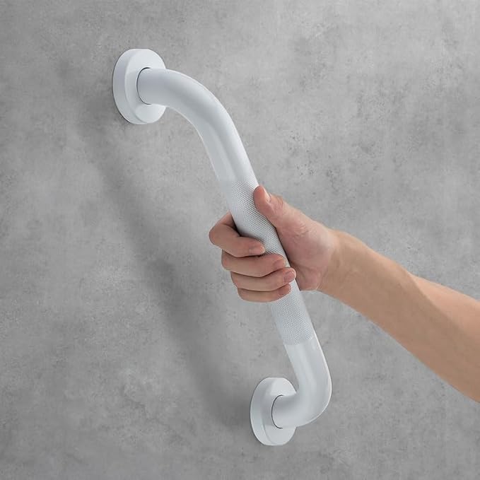 Grab Bars for Shower, 2 Pack 18-Inch Anti Slip Shower Handles for Elderly, Safety Shower Grab Bar, Stainless Steel Handicap Grab Bars for Bathroom (White 1" Diameter)