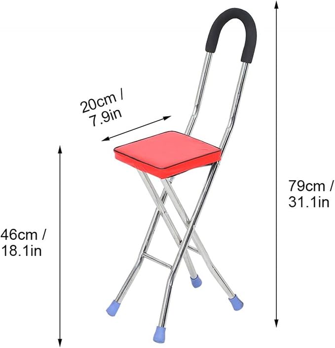 Folding Canes with Seat Crutch Chair 330 Lbs Capacity, Heavy Duty Stainless Steel Cane Chair with 4 Legs, Anti-Slip Seat Cane, Lightweight Walking Stick for Seniors Elderly