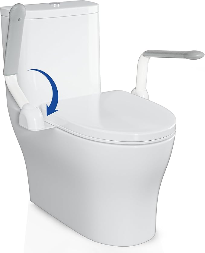 PETOUCH Toilet Safety Rails for Seniors, Heavy Duty Toilet Rails with Foldable Handles, Space-Saving Toilet Assist Arms, Toilet Bars for Elderly, Pregnant, Mobility Impaired, Support Up to 480LBS