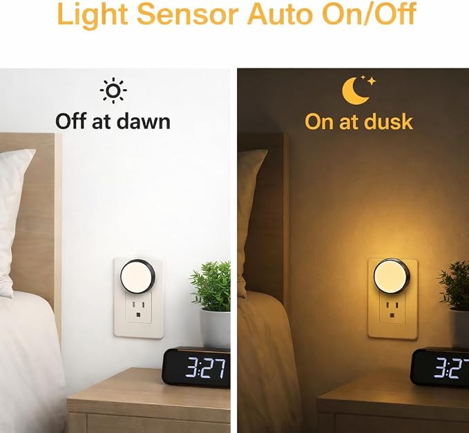Night Light, Night Lights Plug into Wall, 2 Pack, Plug in Night Light, LED Night Light for Kids, Auto-On/Off for Adults Bathroom, Hallway, Dusk to Dawn Sensor 3000K Soft White, Non-Dimmable