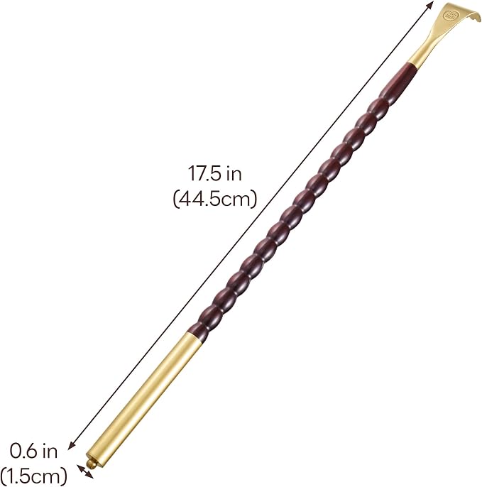 Tomorotec Back Scratcher Massager, Ebony Wood Brass Head Itch Relief 17.5" | African Blackwood, Splinter Proof, Cool Touch, Thoughtful Gift For Men Women, Red