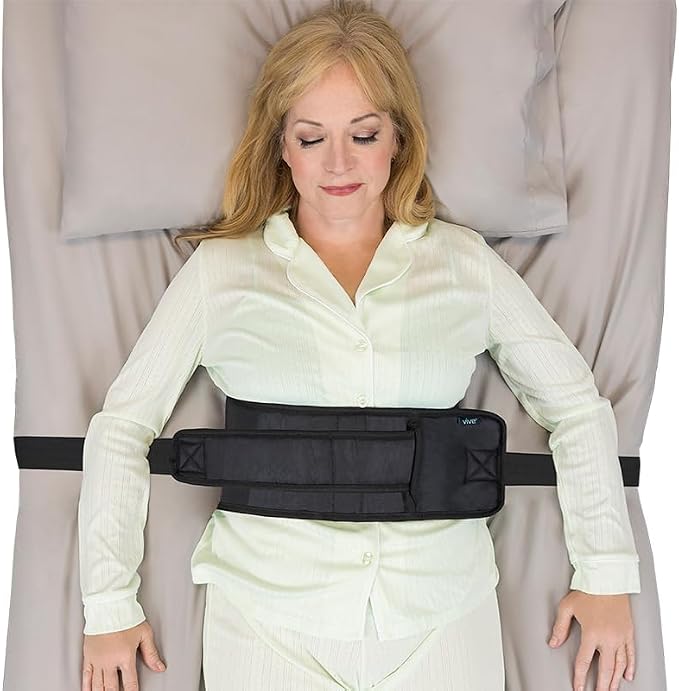 Vive Bed Restraints for Elderly Dementia Patients - Safety Belt for Wheelchair & Bed - Fall Prevention Device for Seniors - Adjustable Strap and Cushioned Waist Belt for Hospital Caregivers