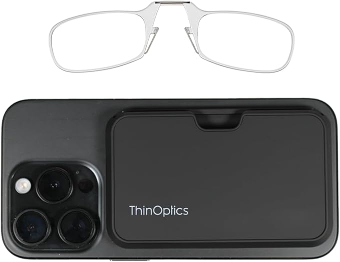 Always With You by ThinOptics Classic Reading Glasses + Case that Sticks to Your Phone - Ultra-Thin Armless Pocket Readers