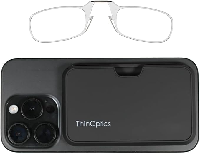 Always With You by ThinOptics Classic Reading Glasses + Case that Sticks to Your Phone - Ultra-Thin Armless Pocket Readers