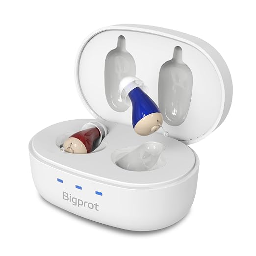 Rechargeable OTC Hearing Aids for Seniors, Digital Hearing Aids with Noise Cancellation & Feedback Suppression, Discreet Mini In-Ear Design with Simple Button Control, Magnetic Charging Case, 100H Use