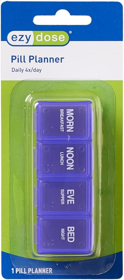 Apothecary Products Ezy Dose Daily Pill Planner │4 Compartments,Assorted (Pack of 2)