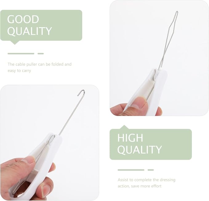 EXCEART Button Hook Helper Tool for Elderly One-Hand Dressing Aid with Non-Slip Handle for Shirts Dresses Button Puller and Zipper Assistance 3.34X1.18X0.59In