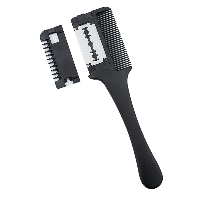 Medsuo Double Sided Hair Thinner Trimmer Razor Comb Cutting Scissors Tool for Home Salon Haircut Styling (Black)
