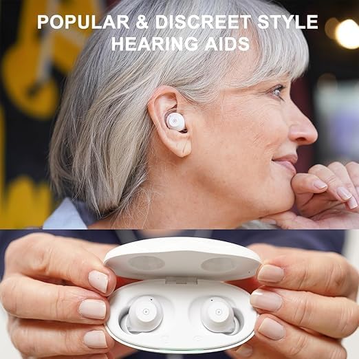 Ceretone OTC Hearing Aids Rechargeable for Seniors with Intricon® Digital Chip, 6 Levels & 4 Modes,Auto Turn On&Off, Noise Reduction, Great Gift, White