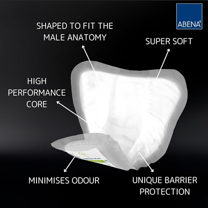 Abena Man Formula 1 Incontinence Pads for Men, 15 Count, Eco-Friendly, Breathable, Comfortable, Absorbs up to 15.2 fl oz