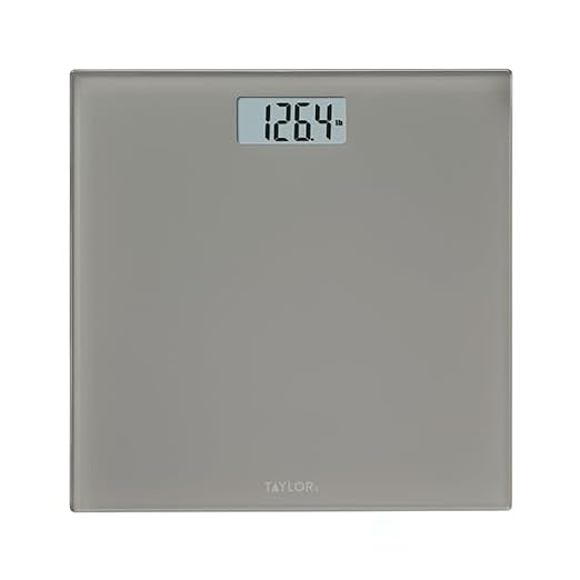Taylor Digital Bathroom Scale for Body Weight, 400 lb Capacity, 11x11 Tempered Glass Platform, 4 Precision Sensors, Mid Gray, 3-Pack Tray