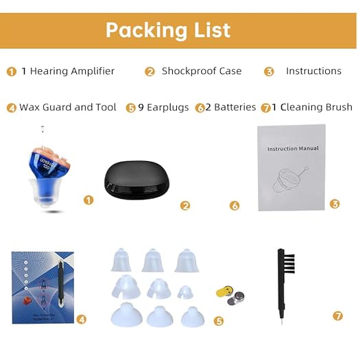 Hearing Aid Battery Operated Hearing Aids for Seniors CIC In the Ear | Ear Amplifier for Hearing Hearing Amplfier Affordable Sound Enhancer Blue (Left Ear)