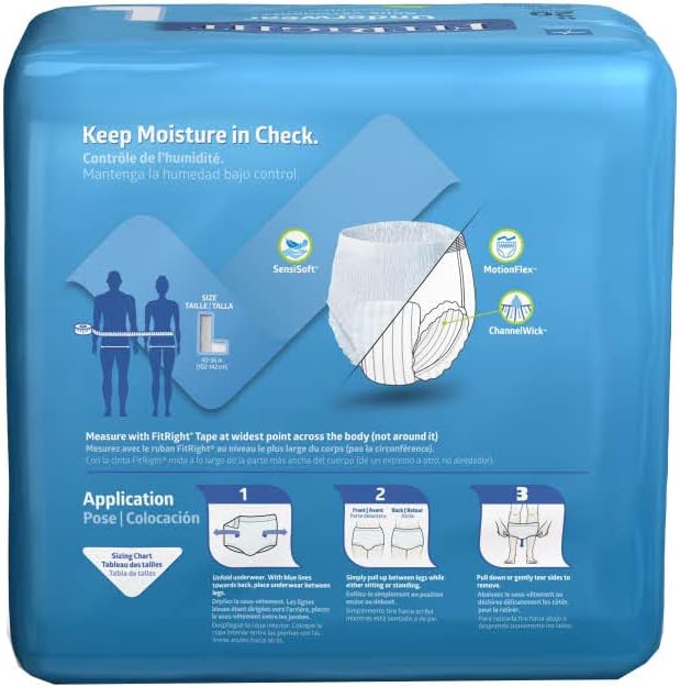 FitRight Extra Protective Incontinence Underwear, Moderate Absorbency, Large, 40 to 56", 20 Count (Pack of 4)