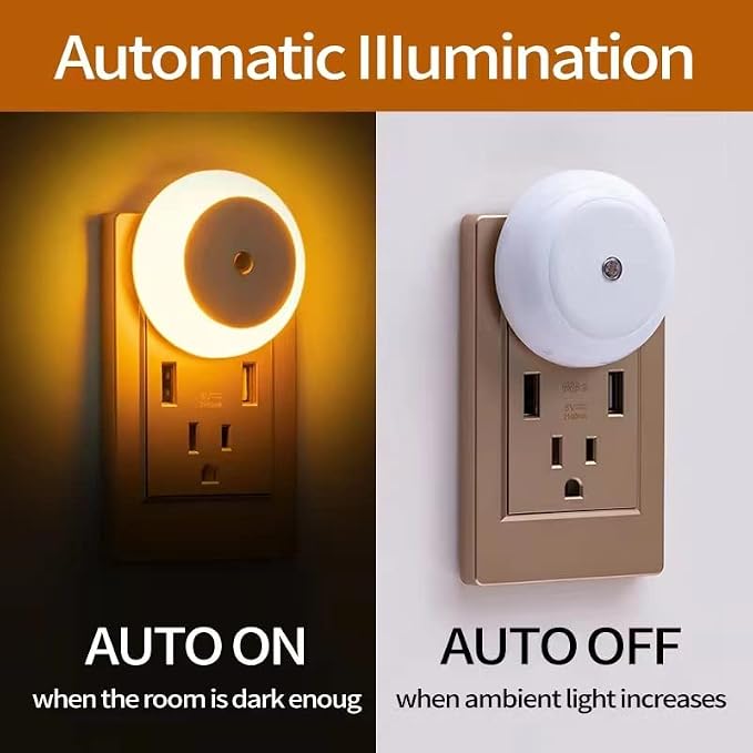 2-Pack Automatic Adults & Kids Night Lights Plug into Wall I Cozy Home Decor Led Wall Lights Bedroom Ambient Lighting I Dusk to Dawn Sensor Bathroom Night Light Kids Bathroom Lights, Bedroom Lights