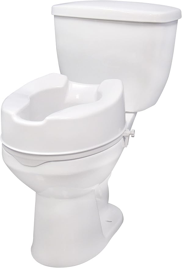 Drive Medical Premium Raised Toilet Seat, Standard Seat, White | 12066 Premium Raised Toilet Seat Adds Extra Height and Comfort to Any Standard Toilet Bowl Setup at Home