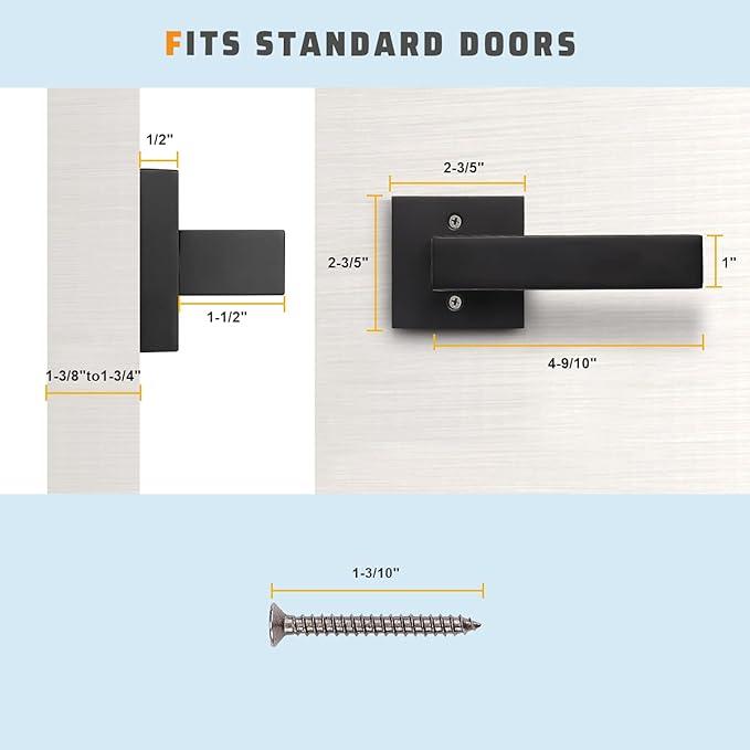 KNOBWELL 1 Pack Single Sided Heavy Duty Dummy Lever Set for Interior Door, Heavy Duty Dummy Handle, Matte Black Finish, Leversets for Interior Doors