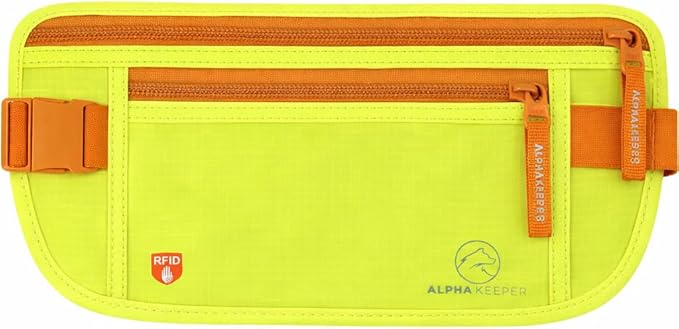 Alpha Keeper Money Belt for Travel Hidden Under Clothes – RFID Blocking Passport Holder & Slim Waist Wallet Pouch for Women & Men, Anti-Theft Travel Accessories