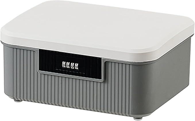 Saim Lockable Storage Box, 2.3 Gallon Heavy-Duty Plastic Storage Container Bin for Office, Home, Dorm Organizer for Documents, Valuables & Supplies, Item Organizer 9 Liter (Gray)