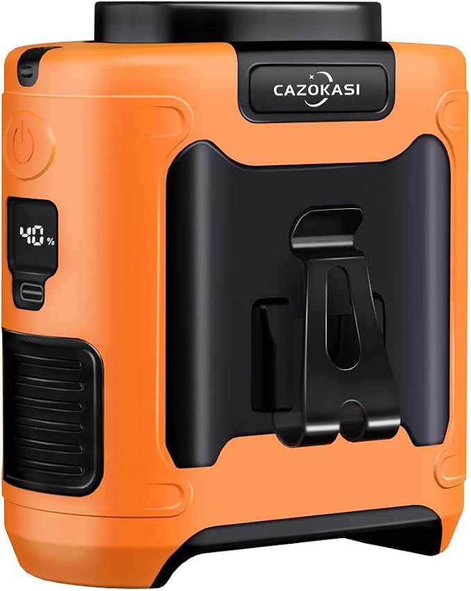 CAZOKASI Personal Waist Clip Fan Rechargeable Wearable Hand Free Wearable Cooler Fan for Traveling Working Outdoor Office (10000mAh / Orange)