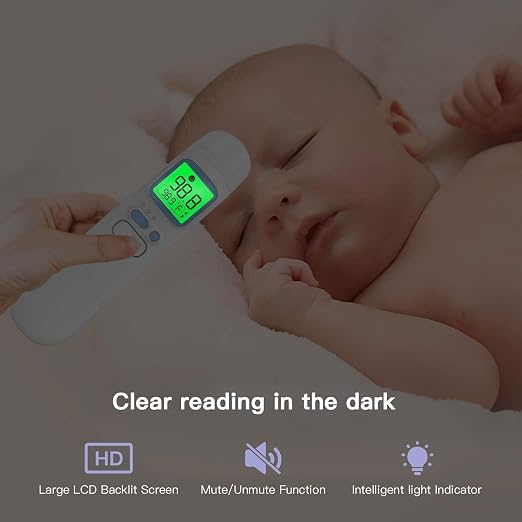 Ear & Forehead Thermometer for Adults, Kids & Baby, 1s Fast and Accurate | Fever Alert with 4-Color Backlit Display, Storage Pouch Included, Silent Mode, ℃/℉ Switchable, 35 Memories, Object Mode