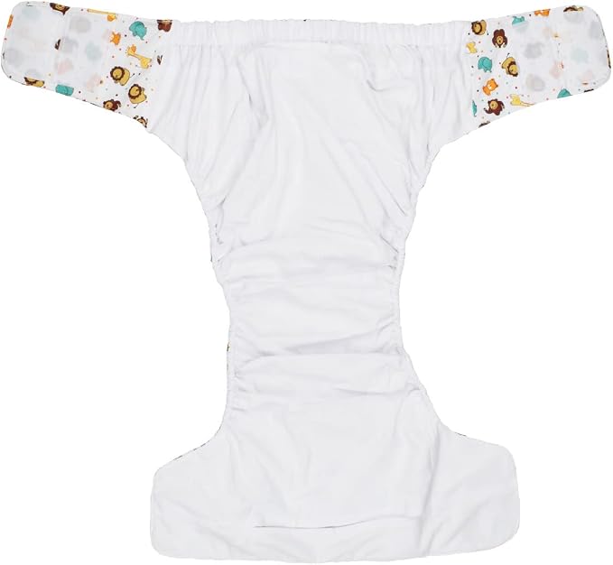 Large Teen Adult Cloth Diaper Nappy Reusable Washable Disability Hook and Loop (Lions Elephants (Large 26in to 50in))