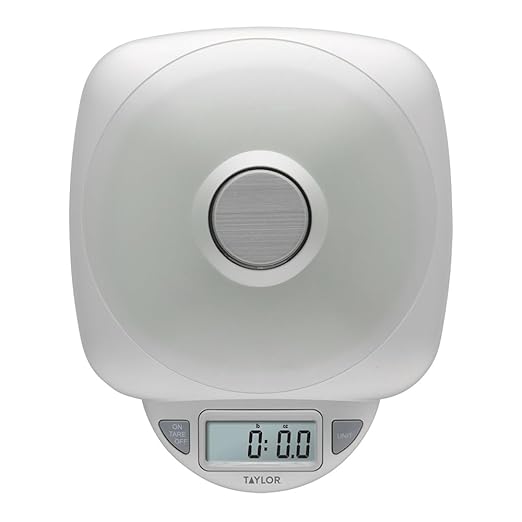 Taylor 11LB Capacity Digital Glass Top Kitchen Scale with LCD Display, Weight in Grams and Ounces for Baking, Cooking, and Meal Prep, Silver