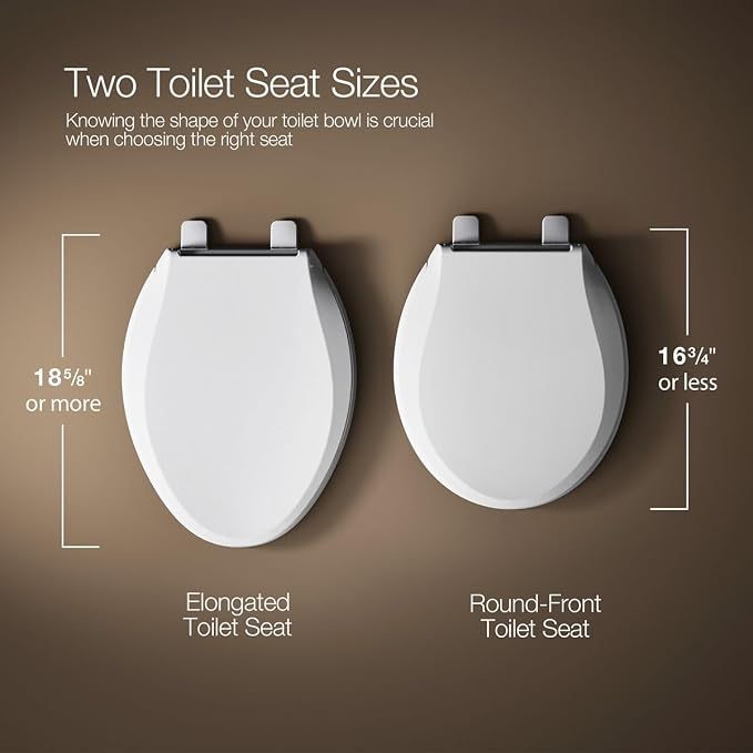 KOHLER 25875-96 Hyten 3" Height, Elevated Soft Close Elongated Toilet Seat, Contoured Seat with Grip-Tight Bumpers, Quick-Attach Hardware, No Slam Toilet Seat, Biscuit (Pack of 2)