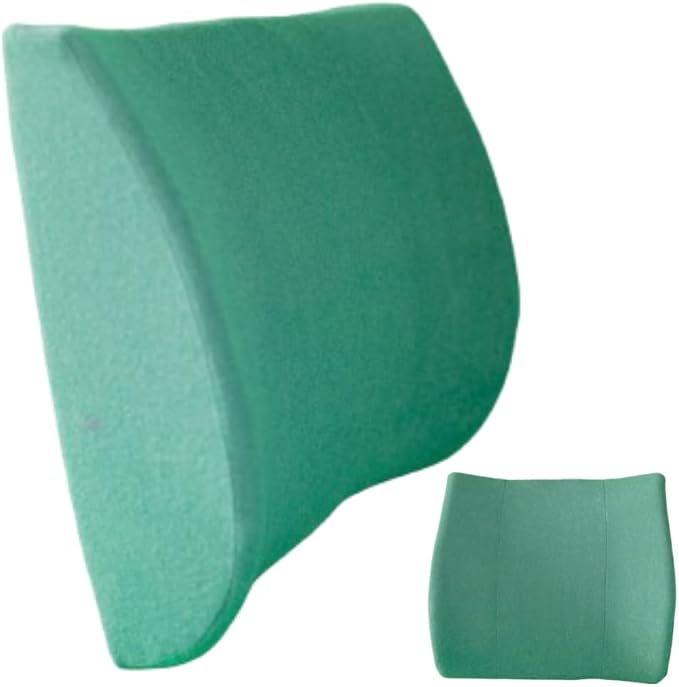 Orthopedic Back Cushion - Chiropractor-Designed Lumbar Support Pillow for Office Chair, Car, Home - High Resilience Foam, Ergonomic Design - Relieves Back Pain, Improves Posture - Green