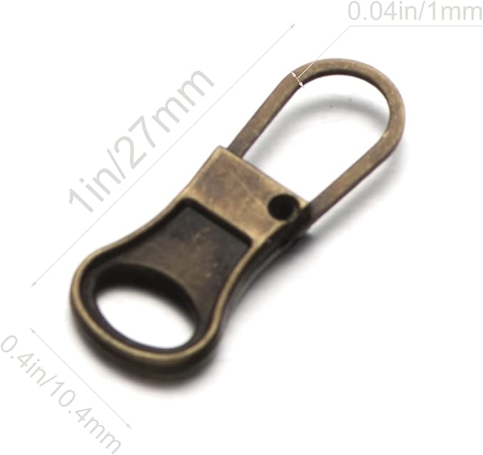Mizeer Small Zipper Pull Replacement, Perfect for Small Hole Zippers, Detachable Zipper Pull Tab Replacement for Clothing Jackets Boots Purse 4PCS Bronze