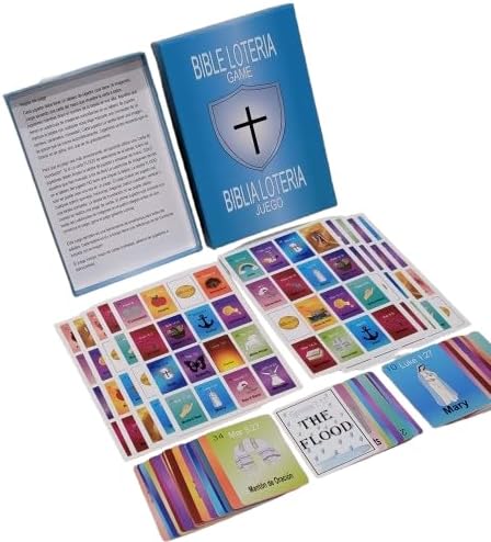 Bible Loteria Game - Christian Bingo - Easy Family-Friendly Party Games - Religious - Card Games for Adults, Large Group Games - Spanish Christian Game - 2-10 Players