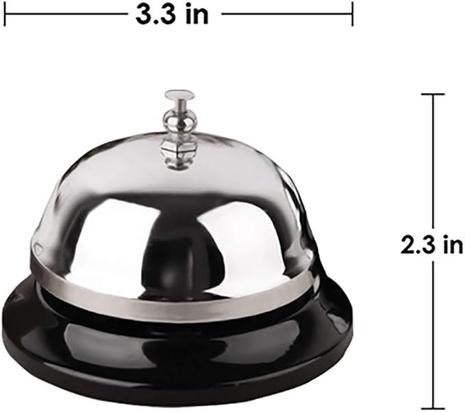 HeeYaa Call Bell 3.3 Inch Diameter with Metal Anti-Rust Construction, Ringing, Desk Bell Service Bell for Hotels, Schools, Restaurants, Reception Areas, Hospitals, Warehouses(Silver)