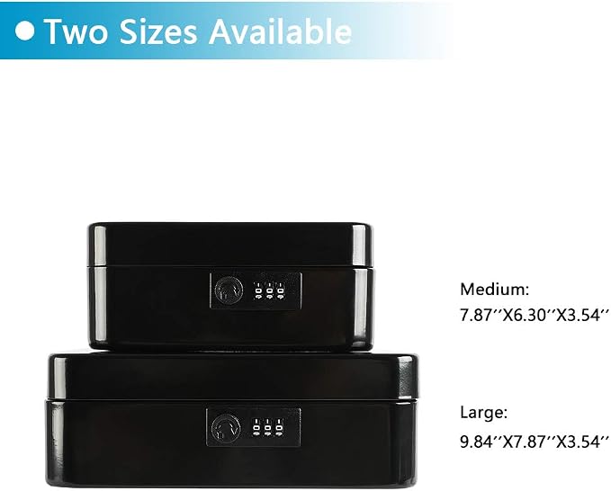 xydled Steel Cash Box Safe with Combination Lock,Money Safe Box with Removable Coin Tray,Medium,7.87"x 6.30"x 3.54",Black